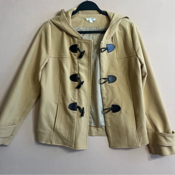 Shoshanna Tan Toggle Hooded Swing Jacket Coat Tan size‎ 8 Classic and Chic - Picture 5 of 14